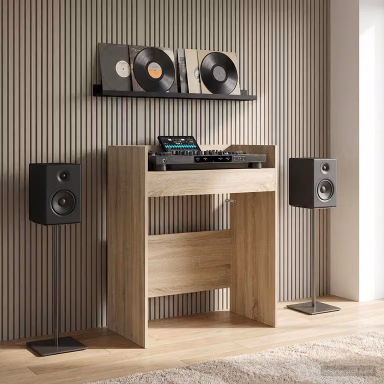 vidaXL Tavolo DJ moderno in legno ingegnerizzato Rovere Sonoma, L 82 cm x P 45 cm x H 102 cm
