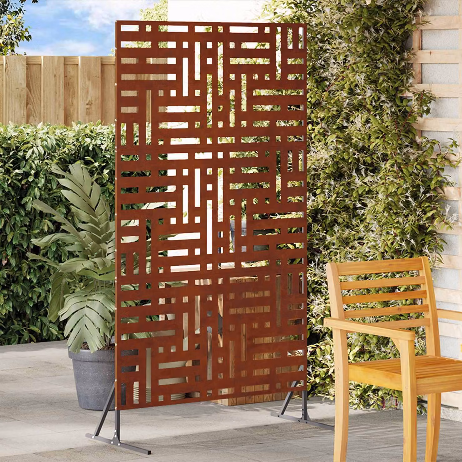 Paravent per privacy vidaXL in acciaio color marrone, L: 100 cm, P: 50 cm, H: 180 cm