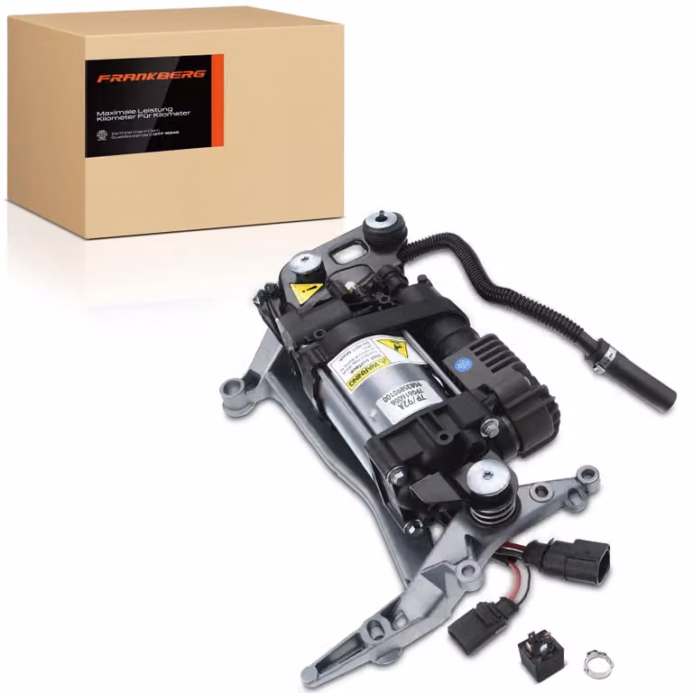 Compressore per sospensioni pneumatiche - Compatibile con i modelli 7P5/7P6 e 92A (2011–2017) - Con relè - Con staffa di montaggio - Codice OEM 7P0616006/95835890100