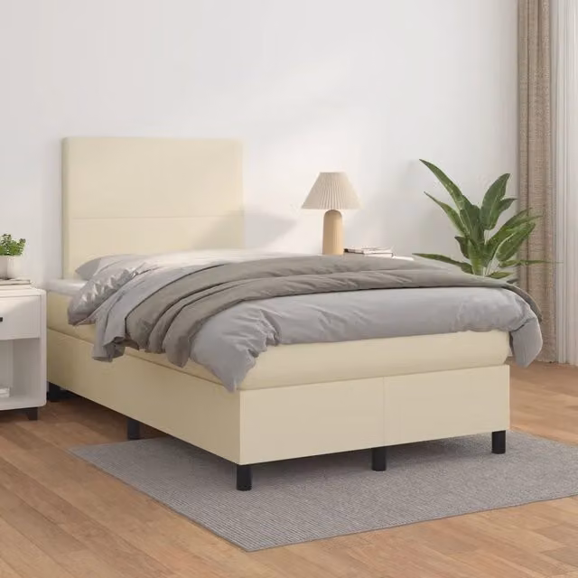 Letto Ibrido con Giroletto a Molle e Materasso vidaXL in Similpelle Beige e Bianco L/P/H: 200 x 120 x 4 cm – 1