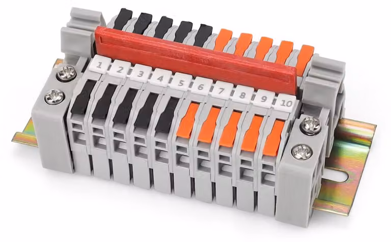 10 morsetti su guida DIN per cablaggio elettrico, da 0,5 a 2,5 mm²