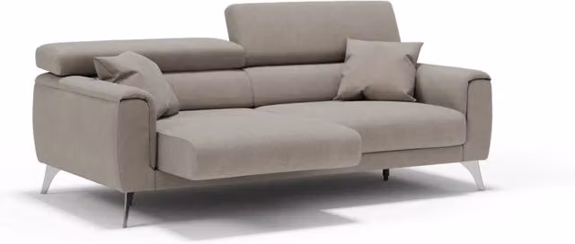 Divano Caravaggio Divani.Store con sedute allungabili e poggiatesta reclinabili in tessuto beige L: 169 cm