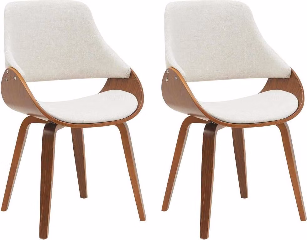 set di 2 sedie da pranzo - Sedie da cucina - Seduta confortevole, design elegante in noce/crema