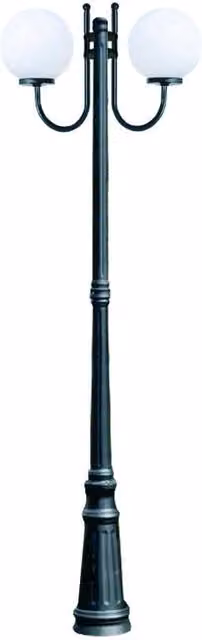 Lampione da giardino con 2 luci a sfera su palo Syntesy, colore nero, protezione IP44