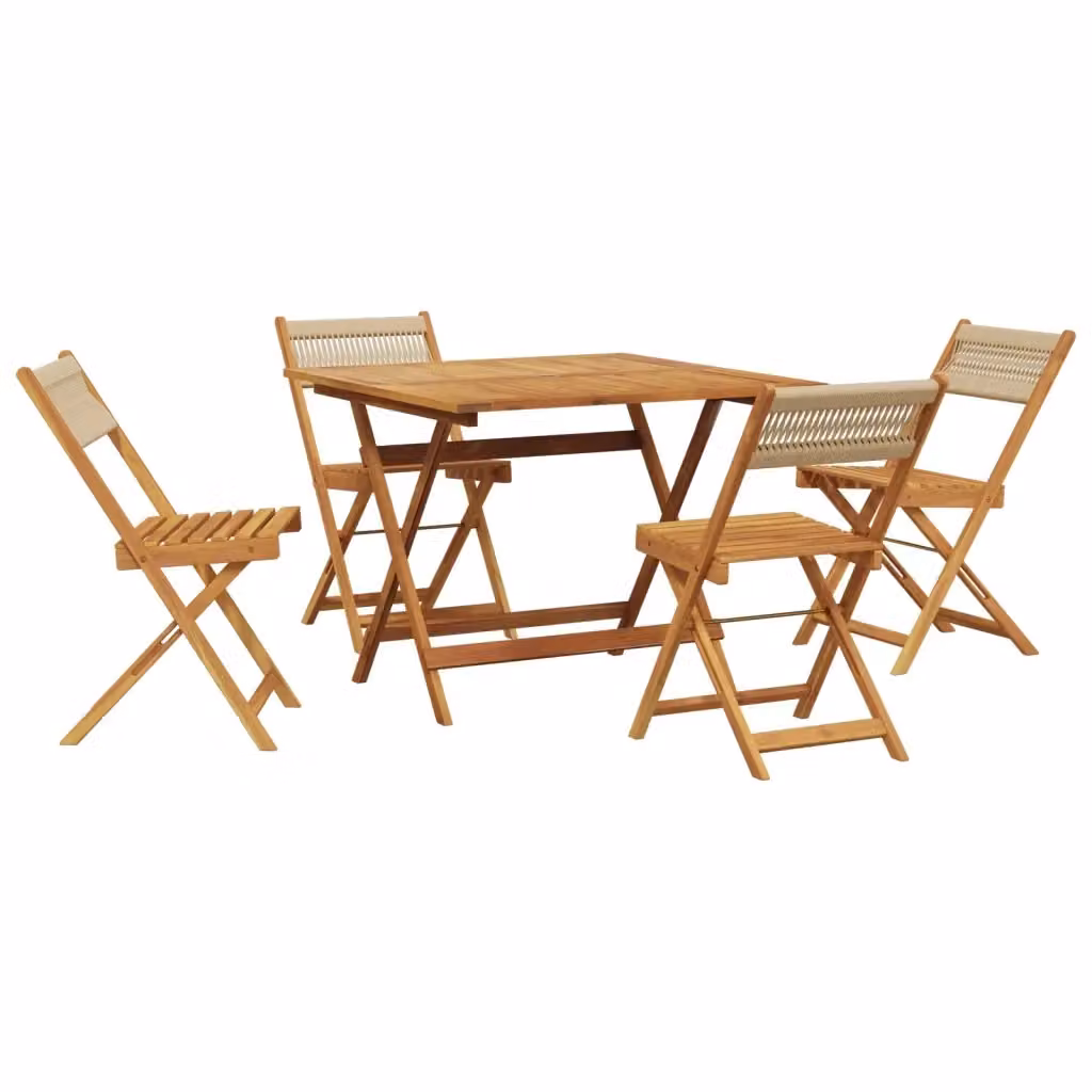Set da giardino vidaXL composto da 5 pezzi in legno di acacia oliato e polipropilene beige con tavolo quadrato pieghevole – 2