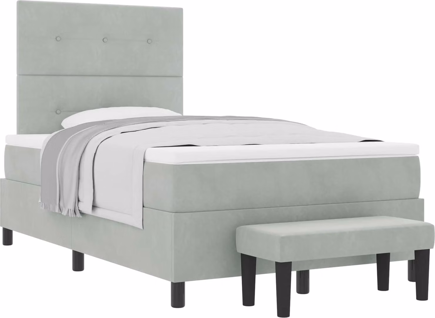 Letto a molle con testiera Grigio chiaro 200 x 120 cm Velluto