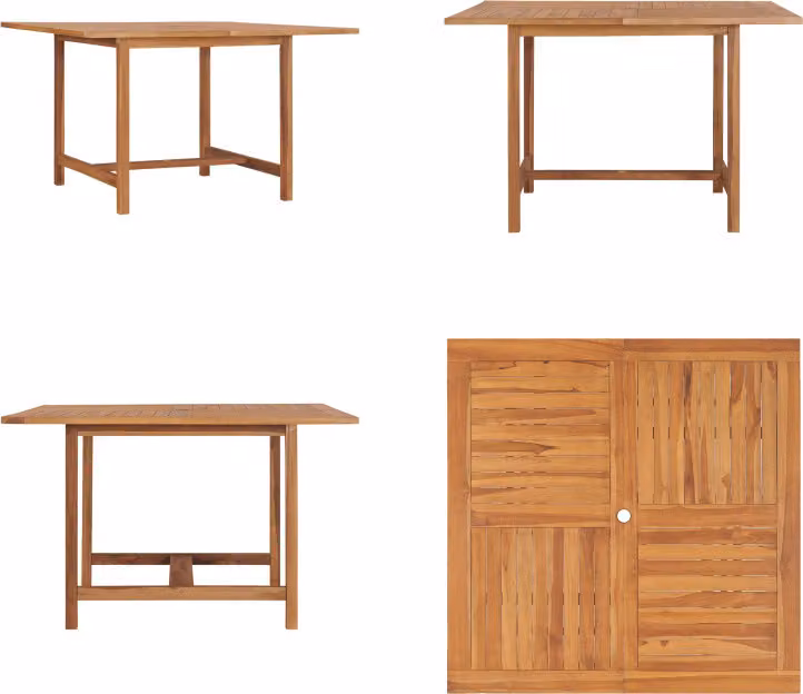 vidaXL Tavolo da pranzo da giardino 110x110x75 cm in legno massiccio di teak - Tavolo da pranzo da giardino - Tavoli da pranzo da giardino - Tavolo da pranzo da giardino in legno - Tavolo da pranzo da giardino in legno massiccio