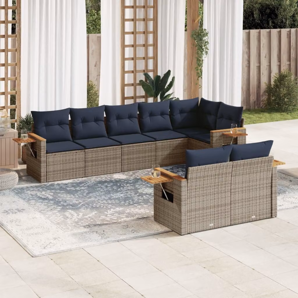 Maison Exclusive - Set Divani da Giardino 8 pz con Cuscini Grigio in Polyrattan