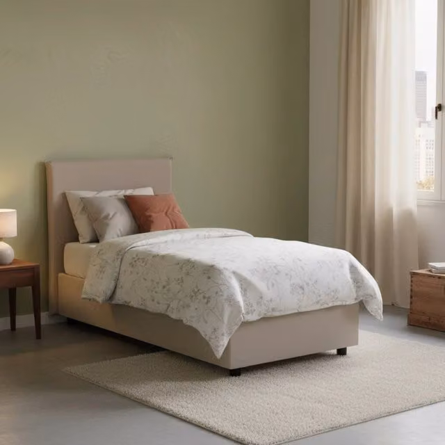 Ummhakim, Letto Singolo Contenitore Made in Italy, Grigio Tortora