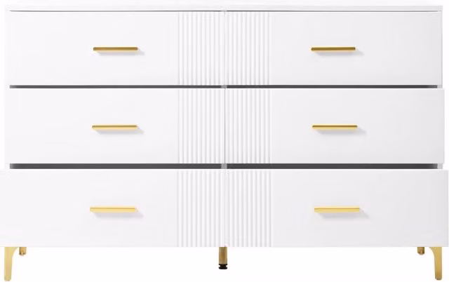 Cassettiera bianca con 6 cassetti, dimensioni 120x40x76 cm, per soggiorno e camera da letto