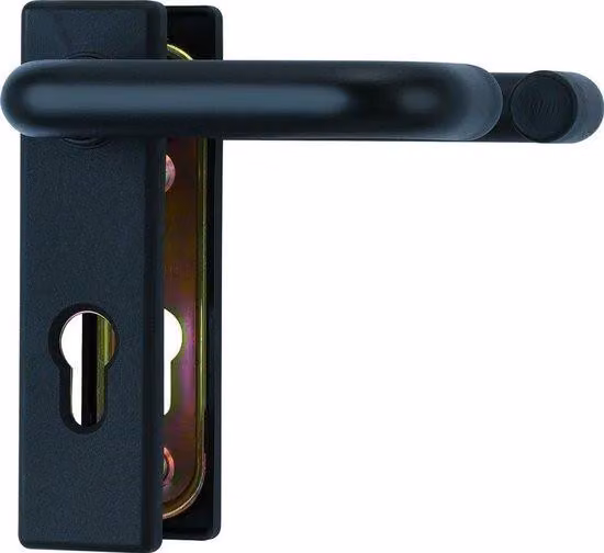 Set di maniglie per porte Ibenzoa® con nucleo in acciaio resistente e rivestimento in plastica – per la protezione antincendio, particolarmente durevoli e resistenti agli urti, ideali per ambienti industriali e garage