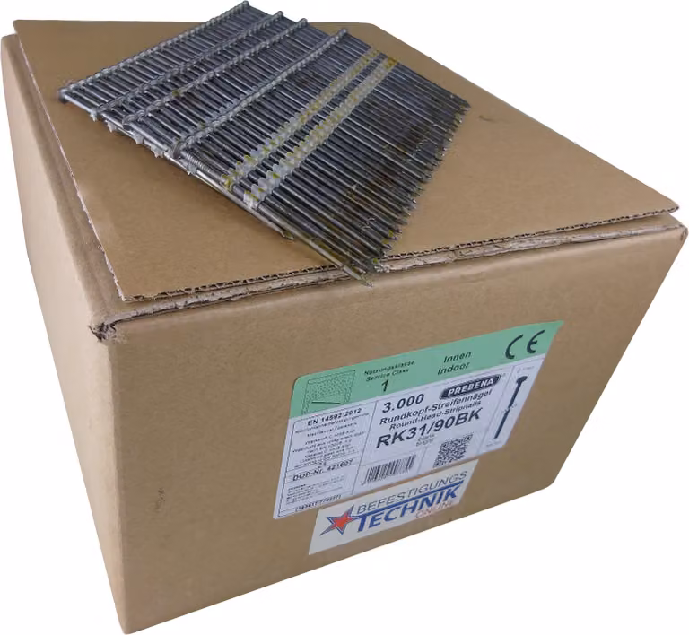 Chiodi a testa tonda, 3000 pz. RK31/90BK Prebena
