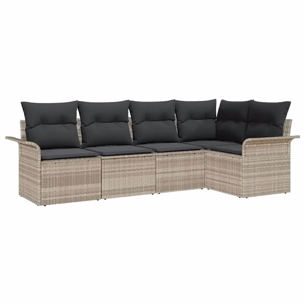 Set Divano da Giardino vidaXL a forma a U in Polyrattan Grigio con 5 Pezzi e Tavolino da Esterno – 2