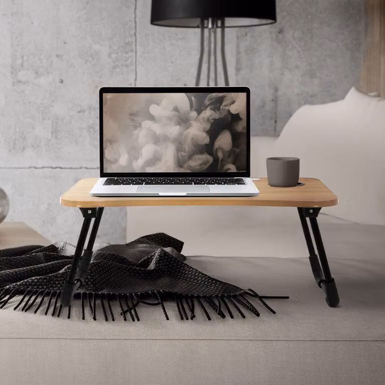ML-Design tavolo per laptop per letto/divano, 60x40 cm, effetto legno, in MDF, pieghevole, tavolo da letto con 4 porte di ricarica USB e lampada, cassetto, ventola, supporto per tablet, portabicchieri, supporto per laptop Lapdesks Notebook