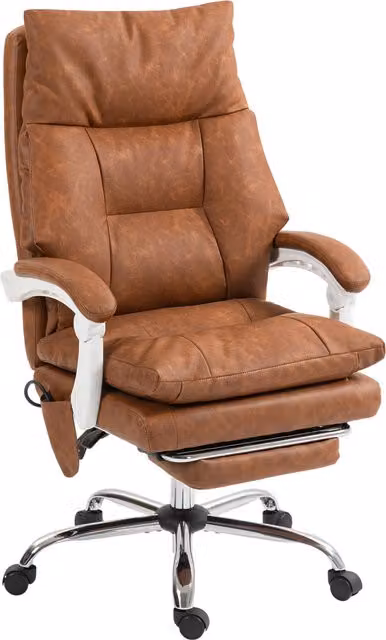 Sedia da ufficio ergonomica HOMCOM in ecopelle marrone con supporto lombare e schienale reclinabile