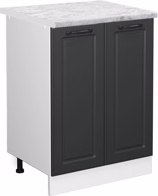 Mobiletto base cucina R-Line Antracite rustico/Bianco 60 cm, PL Marmo Vicco