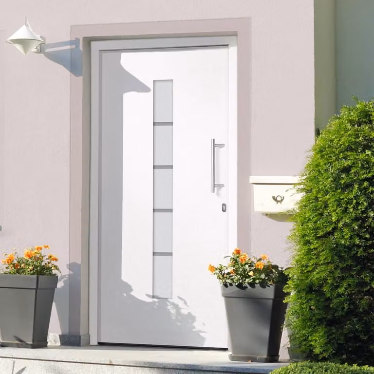 The Living Store porta d'ingresso in alluminio e PVC bianco 100x210 cm