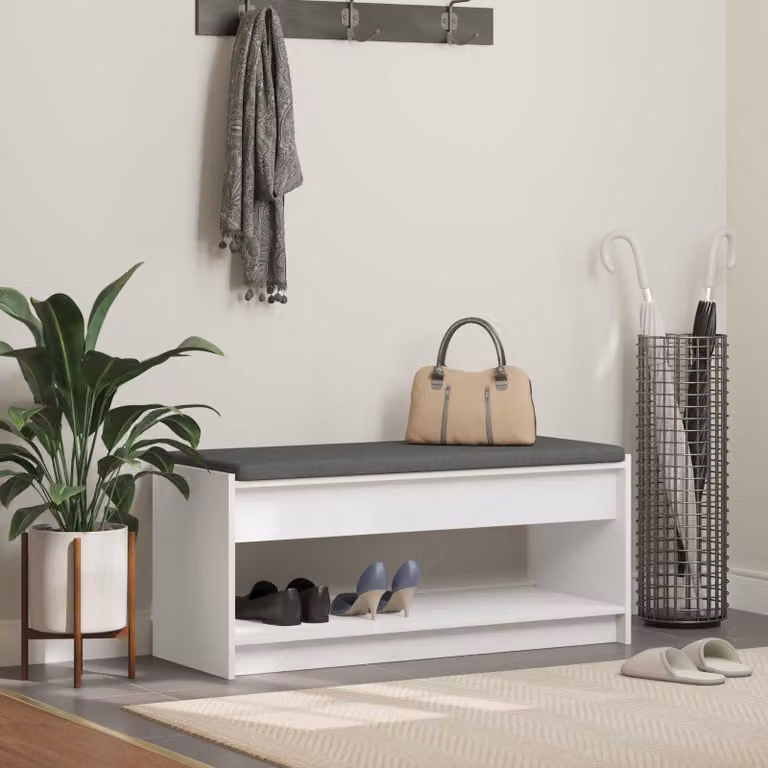vidaXL Panca per ingresso con scarpiera moderna in MDF Bianco L: 103 cm, P: 38 cm, H: 45 cm
