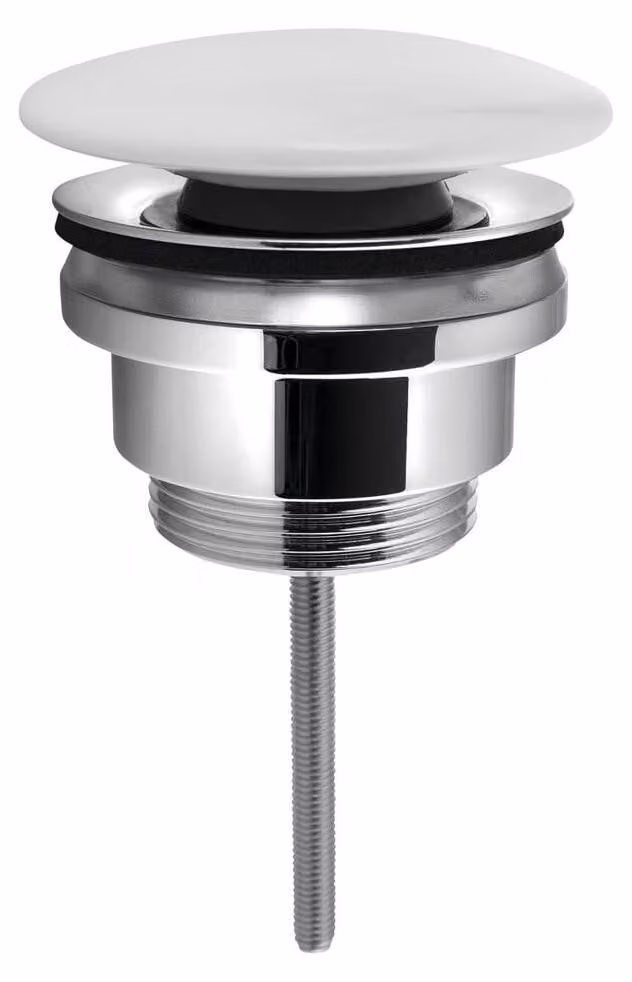 Set di rifiuti 5/4", click-clack, tappo in Vetroceramica, 5-65 mm, bianco