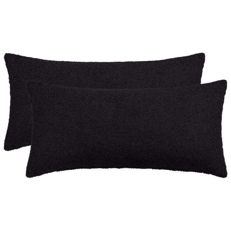 Set di 2 federe vidaXL HEERLEN in tessuto bouclé nero, L 40 cm x P 70 cm