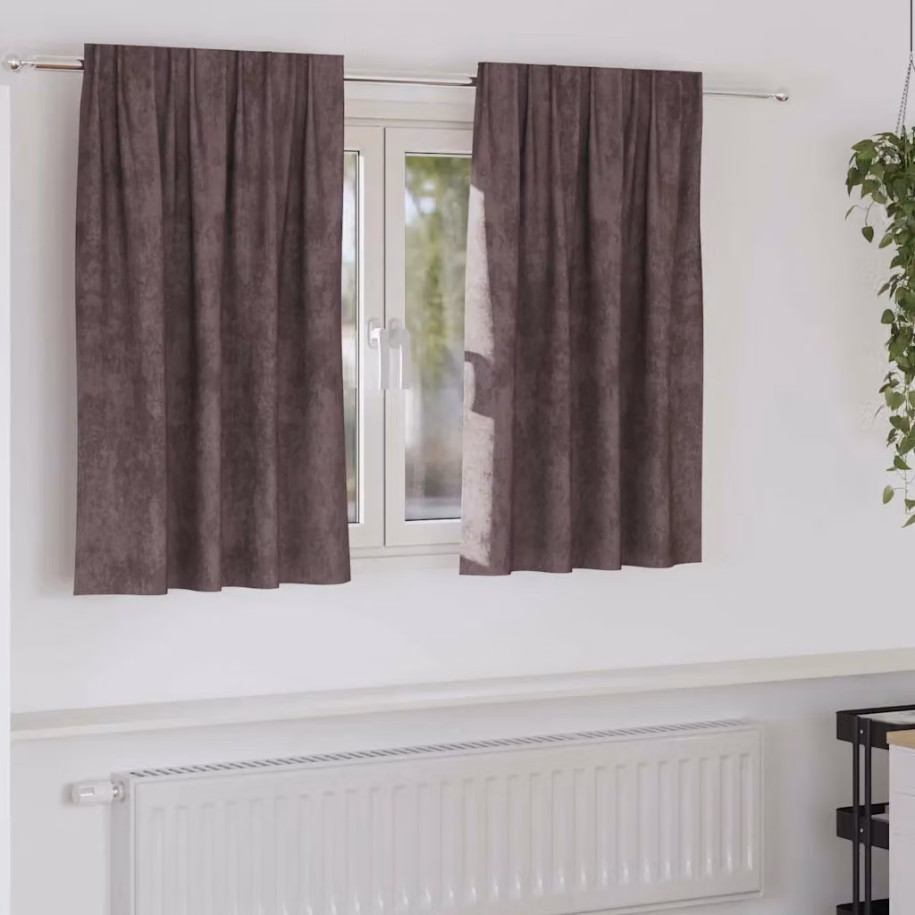 Set di 2 tende in velluto vidaXL marroni con isolamento termico e oscuramento, L 140 cm x H 140 cm