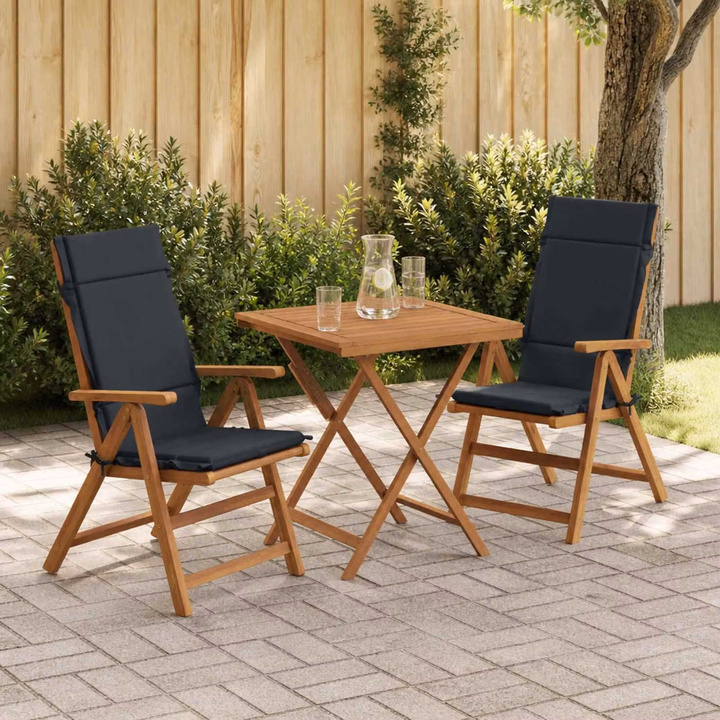 Set di 2 cuscini per sedia alta vidaXL GEMERT in poliestere blu con rivestimento rimovibile e lavabile