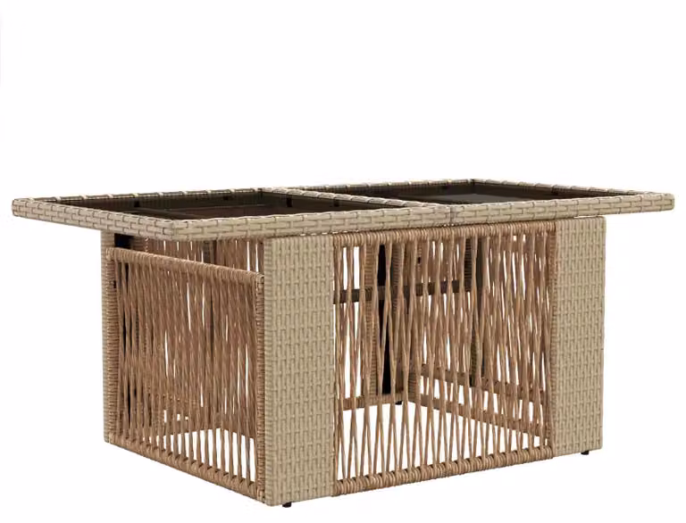 Tavolo da Giardino Beige 100 x 55 x 37 cm Rattan PE e Vetro