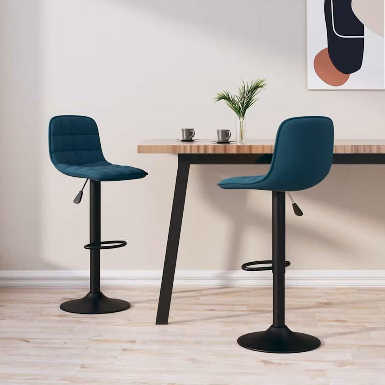 Set di 2 sgabelli da bar vidaXL in velluto blu con base girevole a 360 gradi
