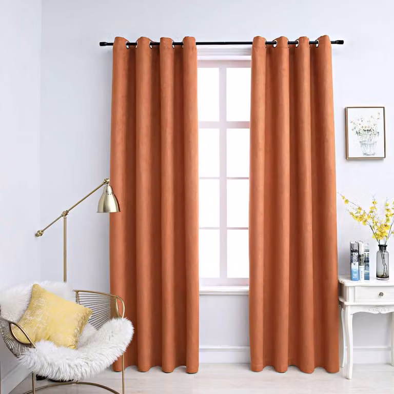 Set di 2 tende oscuranti vidaXL con anelli in metallo, colore ruggine, L: 140 cm x H: 225 cm
