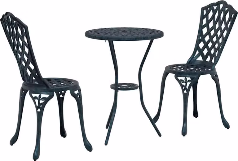 Set Bistro da Giardino 3 pcs Verde Alluminio