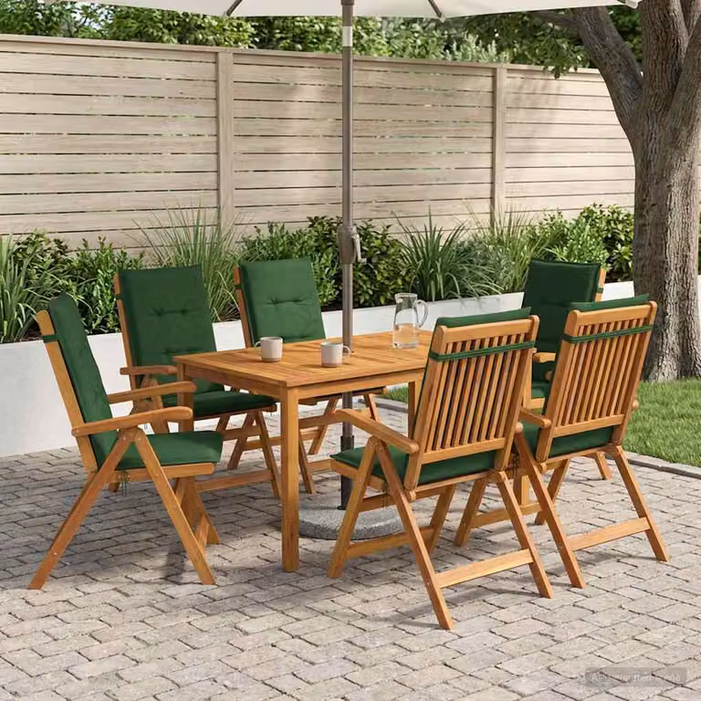 Set da pranzo da giardino vidaXL in legno di acacia verde e marrone, composto da 7 pezzi per 6 persone