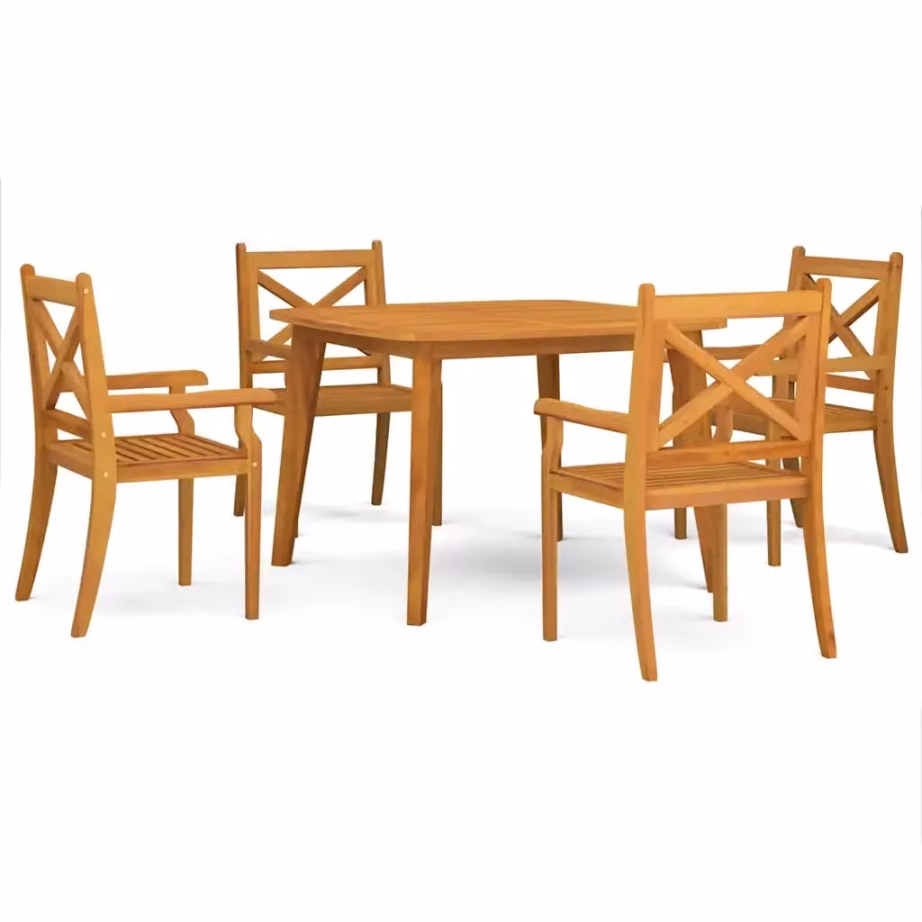 Set Mobili da Pranzo per Giardino e Terrazza vidaXL in Legno di Acacia Marrone, 5 Pezzi – 2
