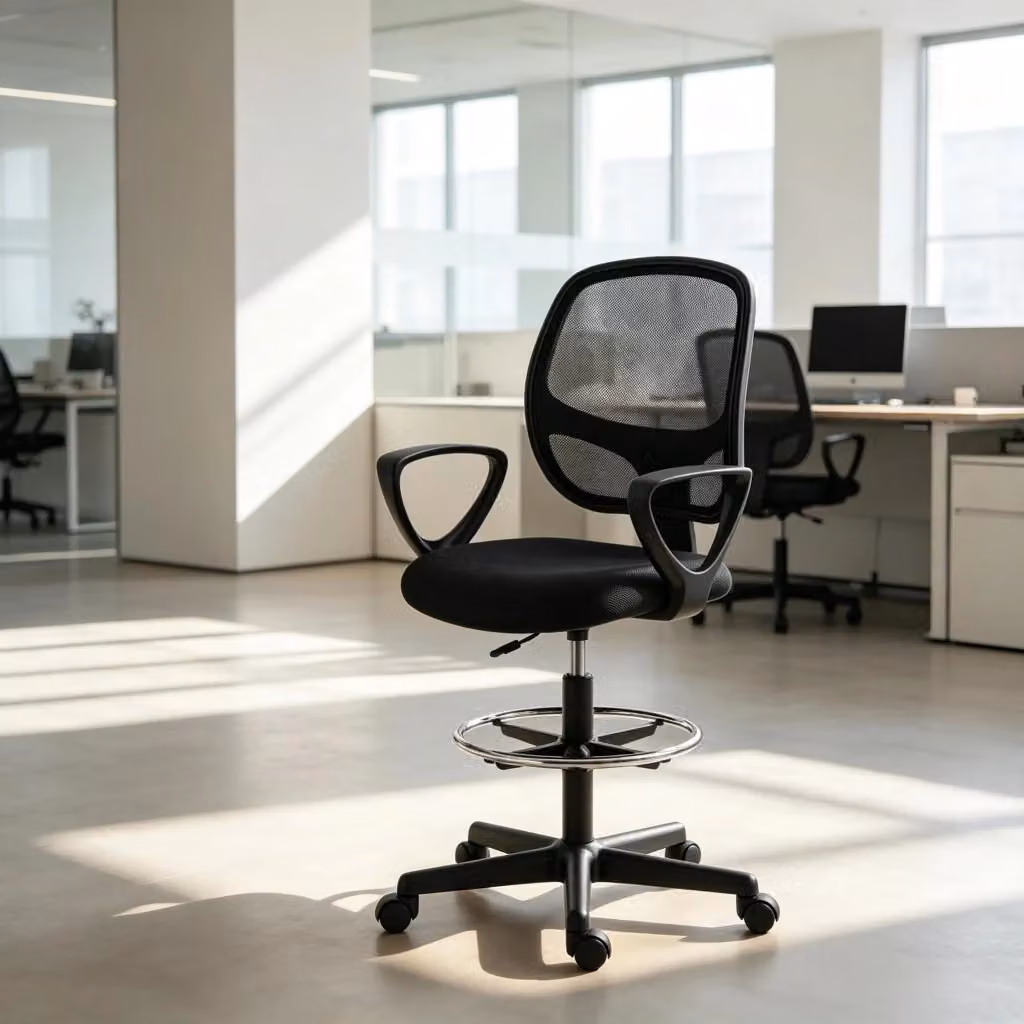 Sedia da ufficio ergonomica REDOM con poggiapiedi e ruote, colore nero, L: 59 cm, P: 58 cm, H: 103-123 cm – 2