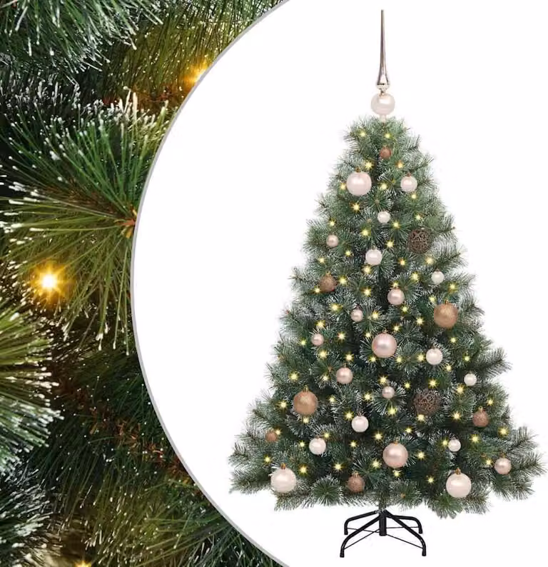 Albero di Natale artificiale con 150 LED verdi da 120 cm in PE e PVC
