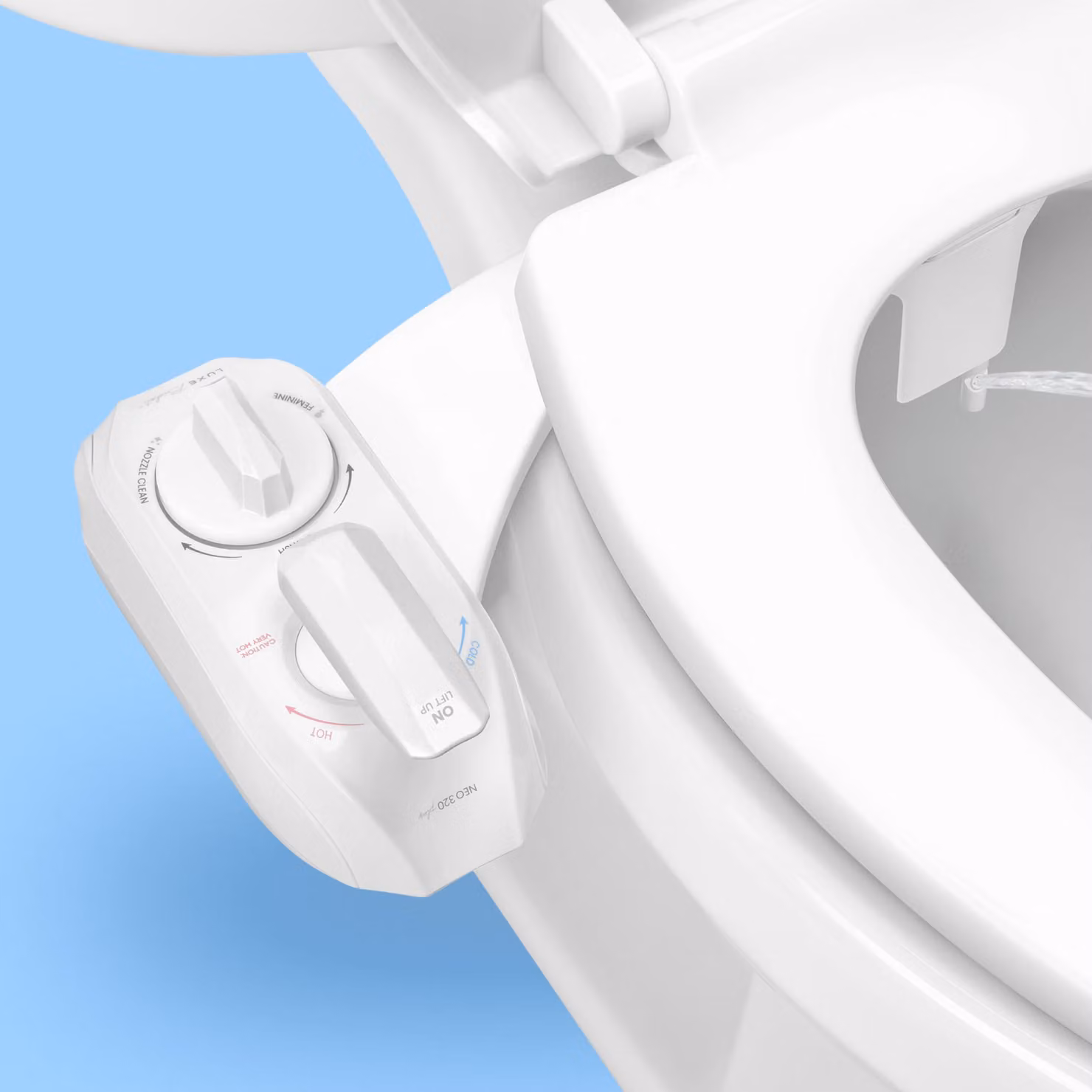 Supporto per bidet con cerniere EZ-Lift, doppia getto, pulizia a 360°, colore bianco