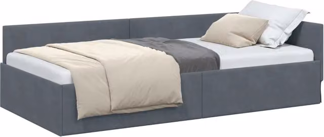 Letto singolo | Letto per adulti | Cornice del letto ad angolo Grigio scuro 90 cm x 200 cm Velluto