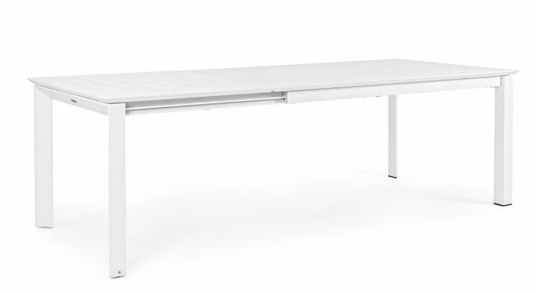 Tavolo allungabile KONNOR in alluminio bianco 160×100 cm - 240×100 cm