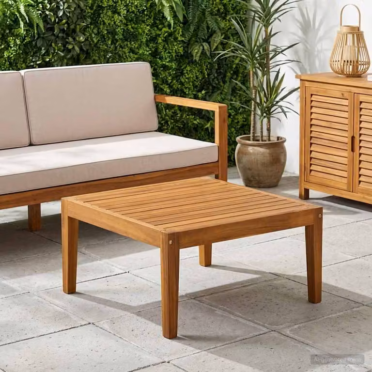 vidaXL Tavolo da Giardino Moderno in Legno di Acacia Naturale Marrone L: 60 cm, P: 60 cm, H: 30 cm