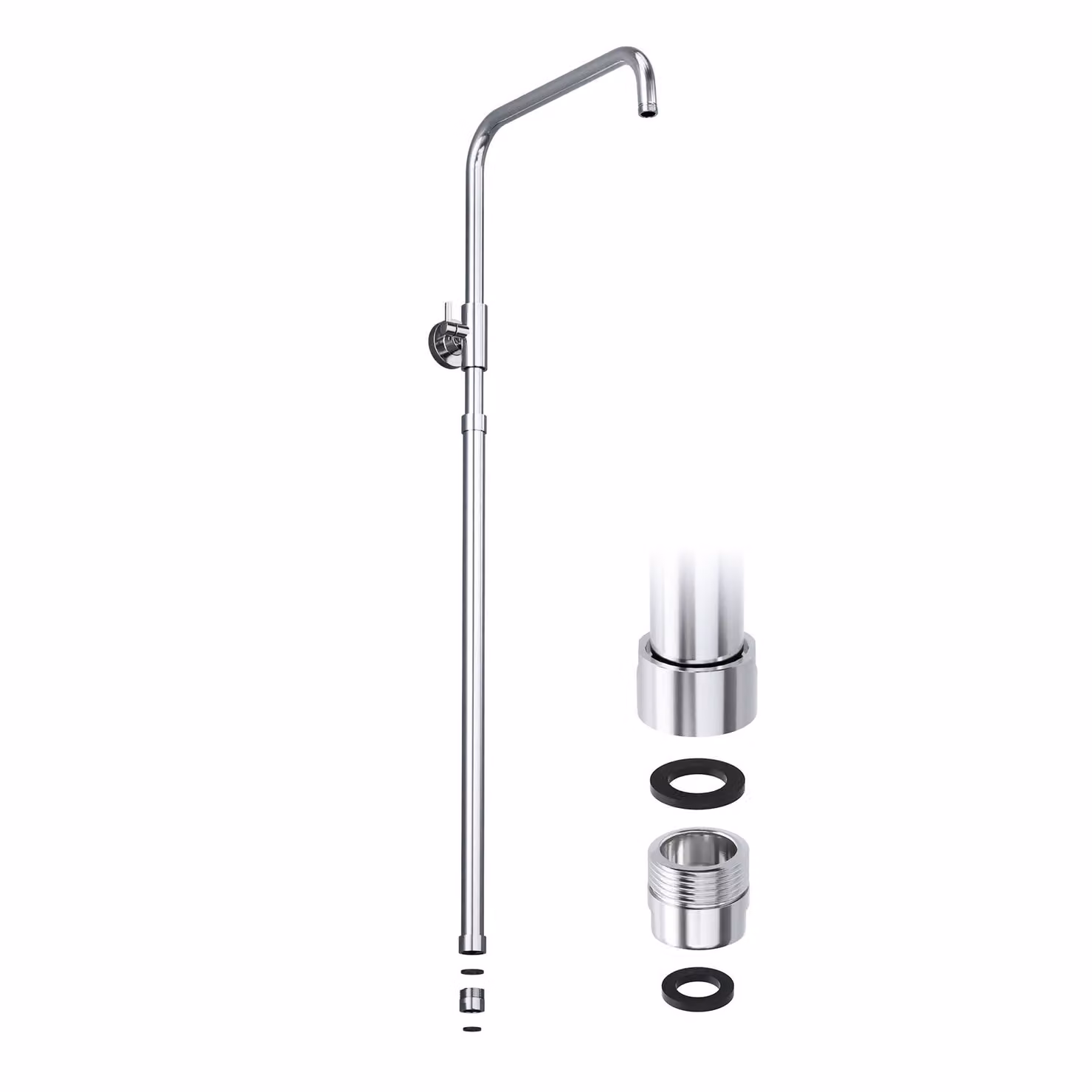 JOHO acciaio inox Asta doccia regolabile altezza adattatore filettato ,da 1/2 pollici IG a 3/4 pollici,accessorio per sistema doccia a pioggia Cromato