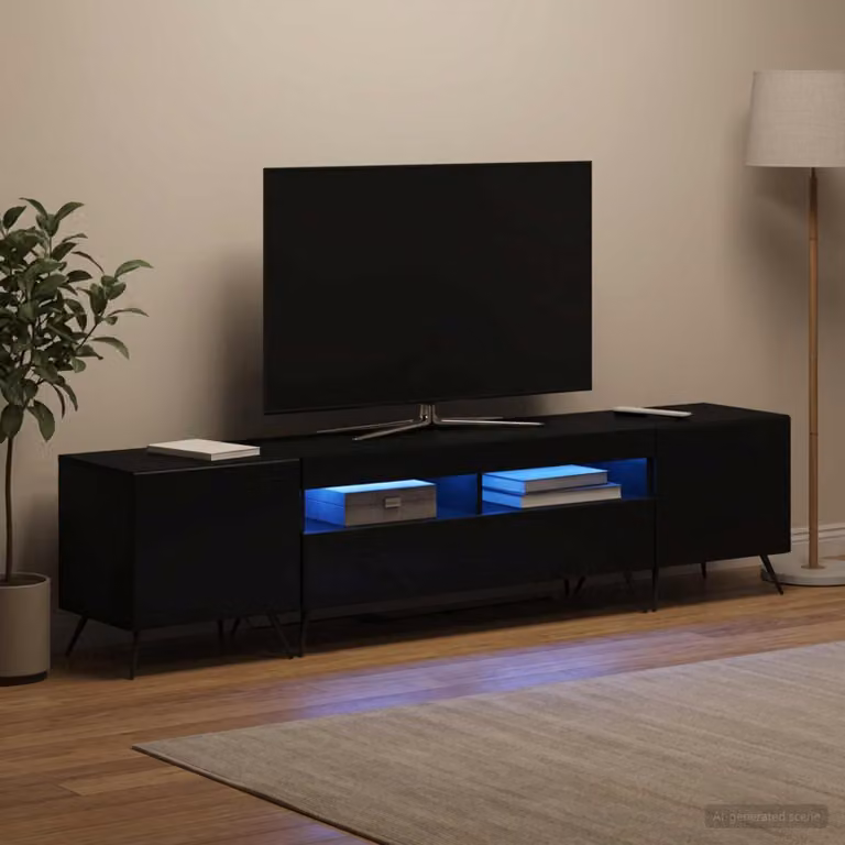 Mobile TV Stand vidaXL BREDA Moderno con Illuminazione LED in Legno MDF Nero