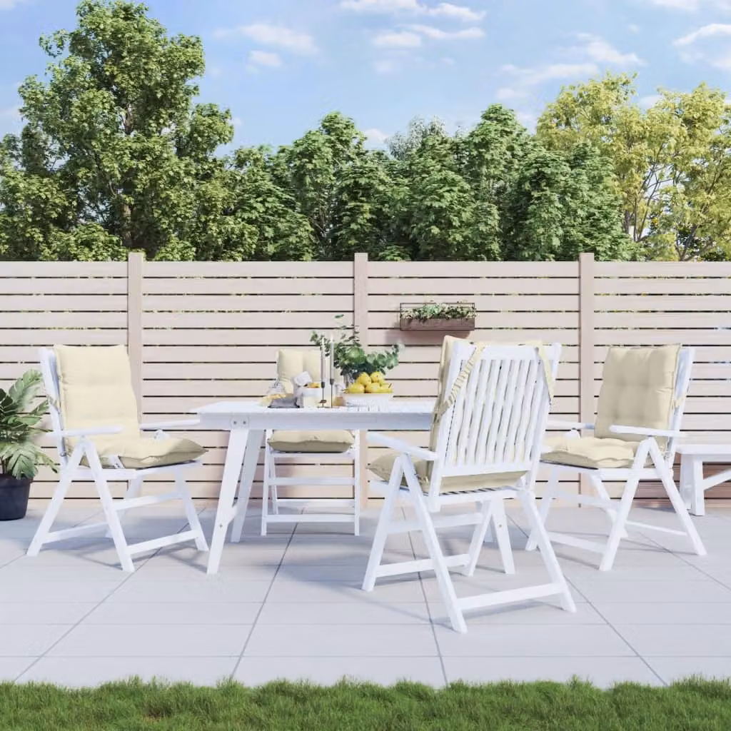 Set di 4 cuscini per sedia con schienale basso vidaXL in tessuto Oxford beige, traspiranti e idrorepellenti