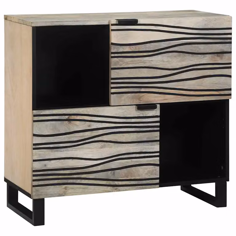 Credenza vidaXL in legno massello di mango bianco stile rustico L: 80 cm, P: 33 cm, H: 75 cm