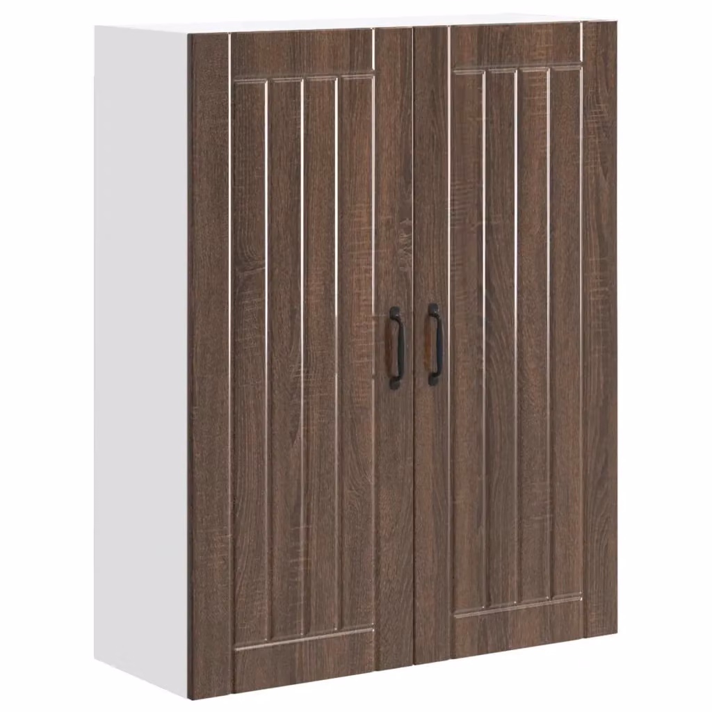 Armadietto a muro moderno vidaXL in legno rovere marrone con ante a battente, L: 80 cm, P: 31 cm, H: 100 cm – 2