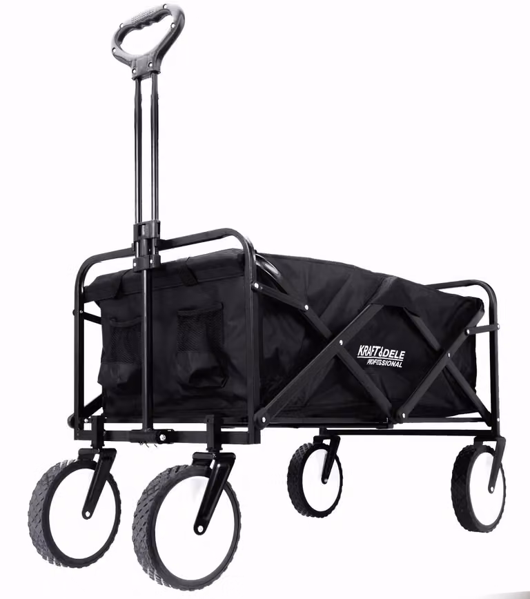 KRAFT&DELE | Carrello pieghevole, 90 L, 91x52x59, per spiaggia, campeggio e spesa, carrello a mano, carrello da trasporto, carrello da giardino, carrello pieghevole
