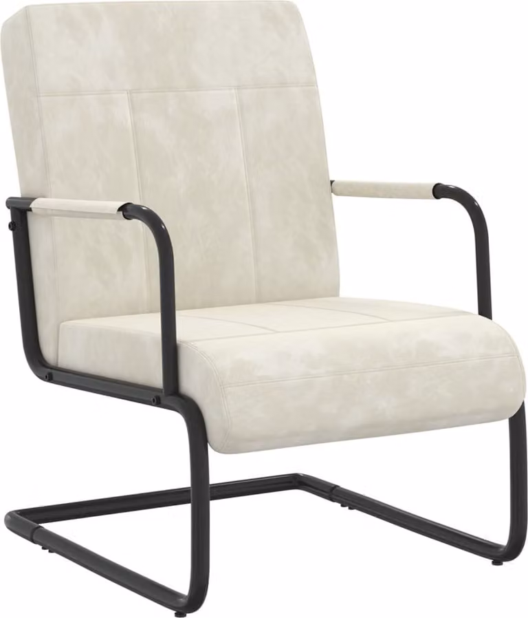 Sedia a sbalzo in velluto bianco crema