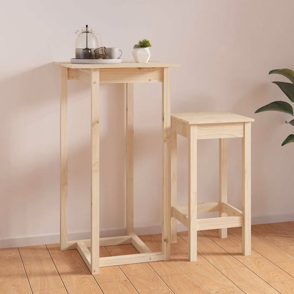vidaXL Tavolo da Bar Quadrato in Legno di Pino Massello, Stile Rustico, Colore Marrone/Beige, L/P/H: 60 x 60 x 110 cm