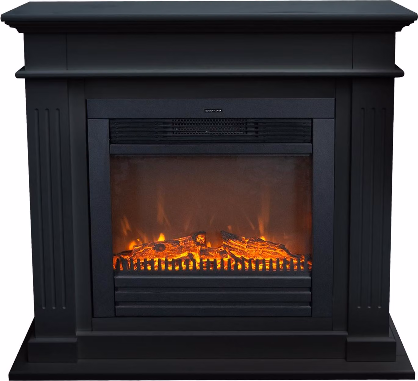 Camino elettrico Xaralyn - Elda ELU-MDB - nero effetto legno - potenza di riscaldamento 1400 Watt - con telecomando - mensola del camino con camino da incasso incluso - camino decorativo