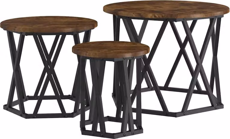Tavolo Laterale Nesting 3 pcs Rovere fumé