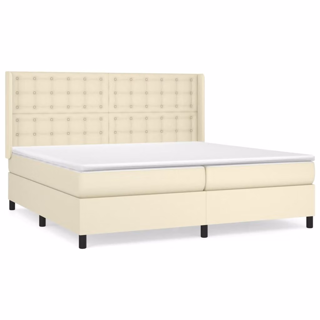 Giroletto a Molle con Materasso Crema 200x200 cm in Pelle finta