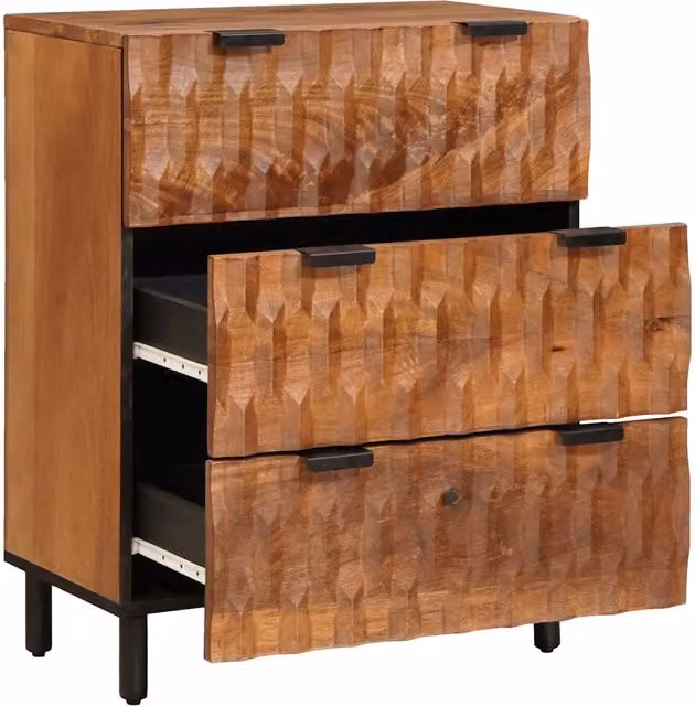 Credenza moderna in legno di acacia e mango con finitura marrone per soggiorno o sala da pranzo L: 60 cm, P: 33 cm, H: 75 cm